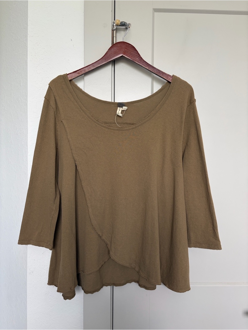 FREE PEOPLE LIGHTWEIGHT KNIT TOP EARTHY OLIVE BROWN WOMEN’S LARGE